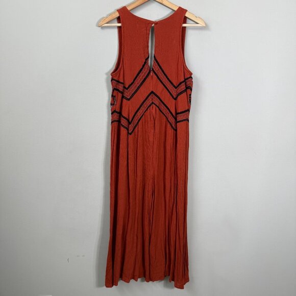 Maeve Anthropologie Desert Embroidered Jumpsuit Women's 2 Orange Wide Leg Crop - Picture 12 of 16